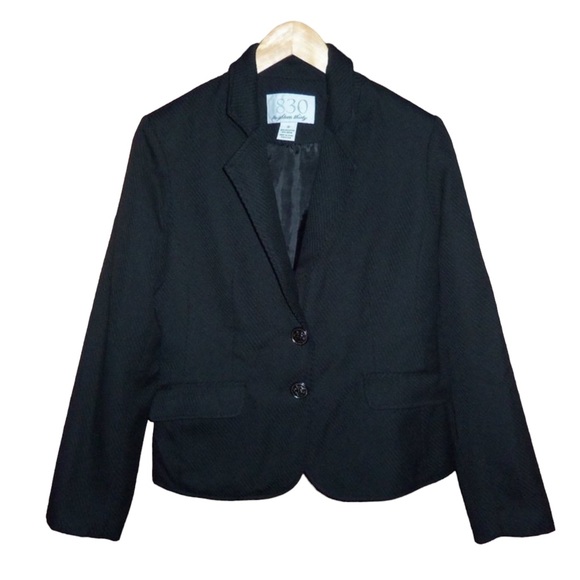 1830 Black Lined Silver Tone Crest Button Blazer Jacket - Size 10 - Picture 4 of 9